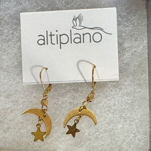 Gold Moon and Star Earrings